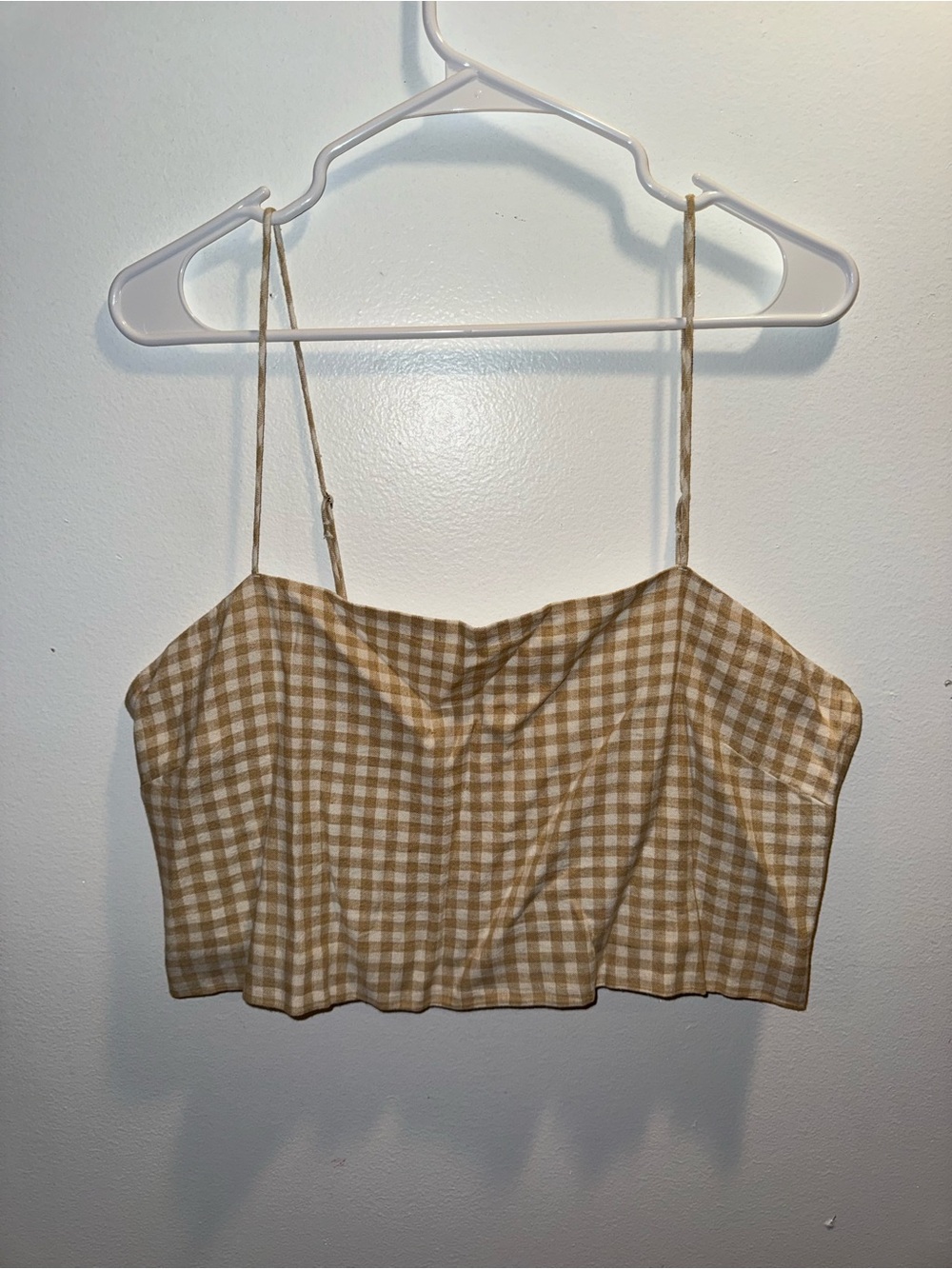 Abercrombie Gingham Linen Crop Tank